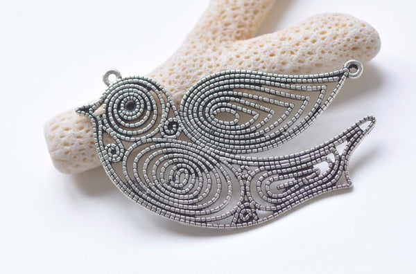 4 pcs Antique Silver Flat Swallow Dove Bird Pendants Charms A2736