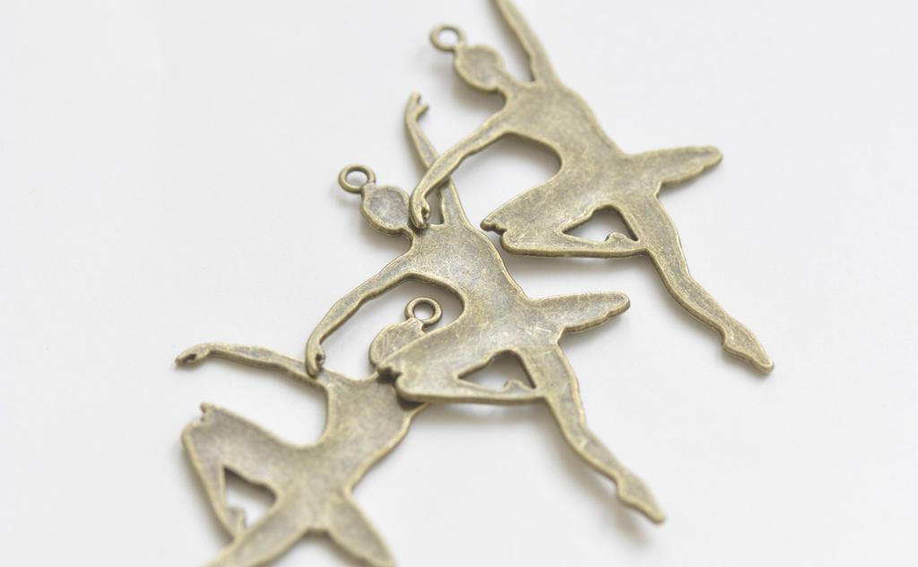 Antique Bronze/Silver Ballerina Charms Pendants Set of 10