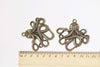Supplies - Antique Bronze Octopus Charms Ocean Pendants Set of 4 A8373