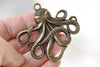 Supplies - Antique Bronze Octopus Charms Ocean Pendants Set of 4 A8373