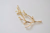 Brass Coral Branch Connectors Twig Pendants 30x52mm Set of 2