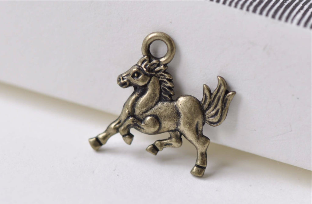 Supplies - Antique Bronze Tiny Horse Pony Charms Pendants