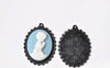 Vintage Black Pendant Tray Blanks Bezel Setting 30x40mm Cabochon Set of 10 A8394