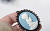 Vintage Black Pendant Tray Blanks Bezel Setting 30x40mm Cabochon Set of 10 A8394