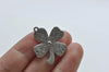 Antique Silver Lucky Flower Four-Leaf Clover Charms Set of 10