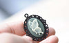 18x25mm Cabochon Pendant Tray Black Oval Base Settings Blanks Set of 10 A8396