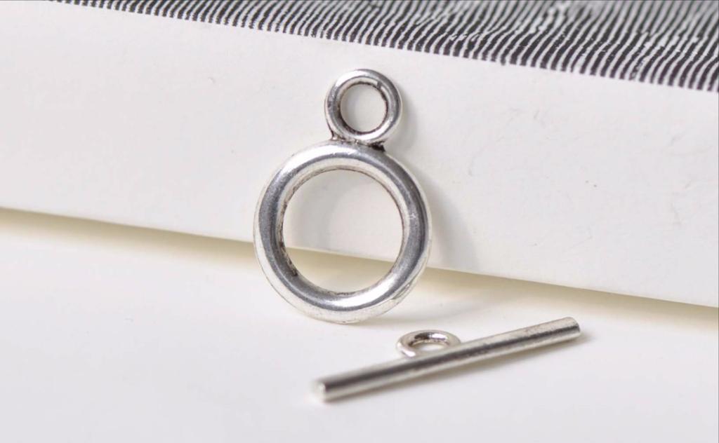 Clasps - 20 sets Antique Silver Simple Round Smooth Toggle Clasps A8398