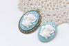 Resin Fortune Cat Cabochon Oval Cameo Set of 6 A8405