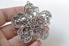Charms - 4 pcs Antique Silver Cut Out Large Flower Charms Pendants A4890