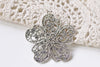 Charms - 4 pcs Antique Silver Cut Out Large Flower Charms Pendants A4890