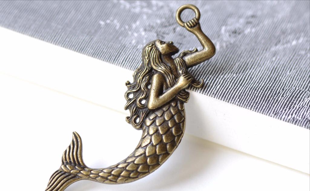 Antique Bronze/Silver Mermaid Connectors Fairy Pendants Set of 6
