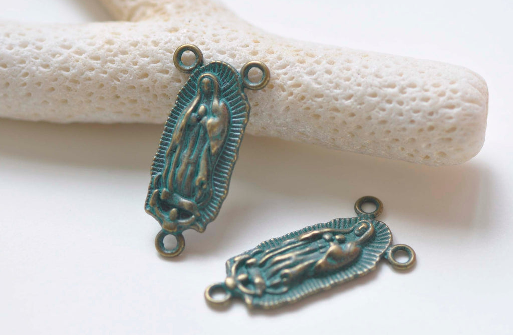 Religious Connectors Patina Green Bronze Catholic Charms Set of 20