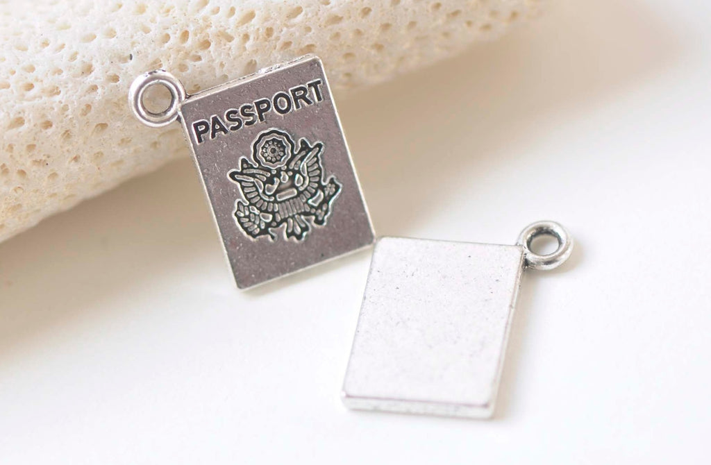10 pcs Antique Silver Passport Connector Charms 11x15mm A633