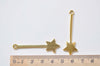 10 pcs of Antique Gold Star Stick Charms 14x48mm A6154