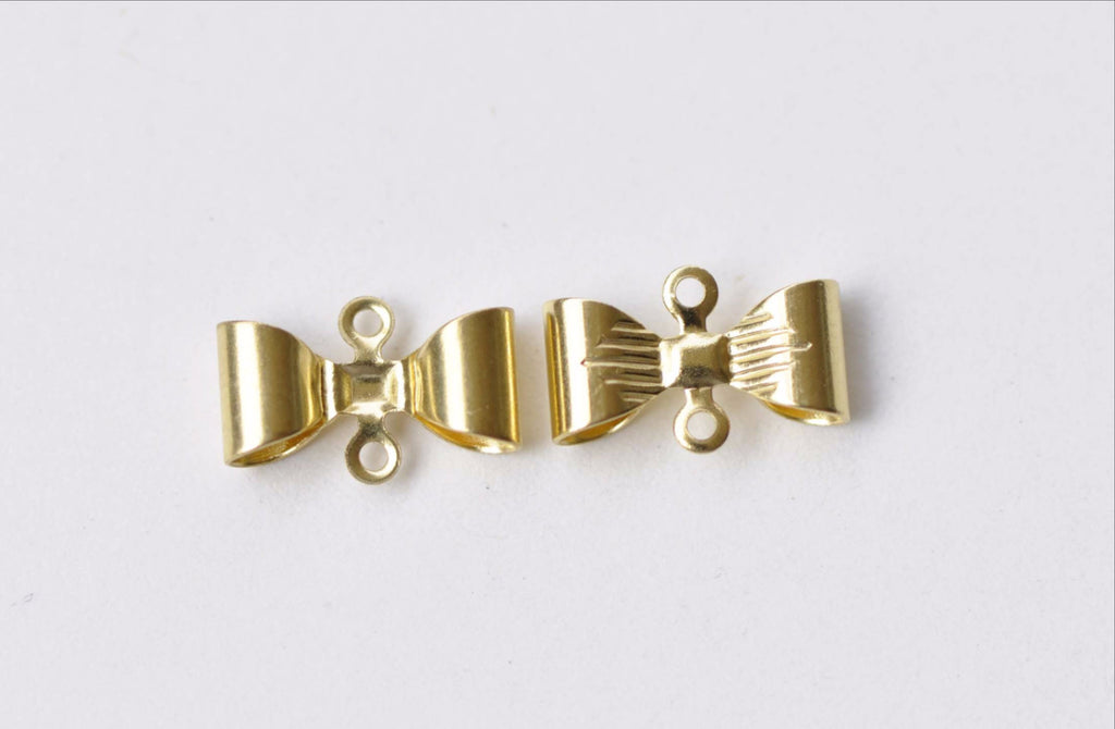20 pcs of Raw Brass Bow Tie Knot Connectors 7x12mm A8569