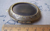 Photo Locket - 1 pc of Antique Bronze Brass Brushed Oval Bezel Photo Locket A2500
