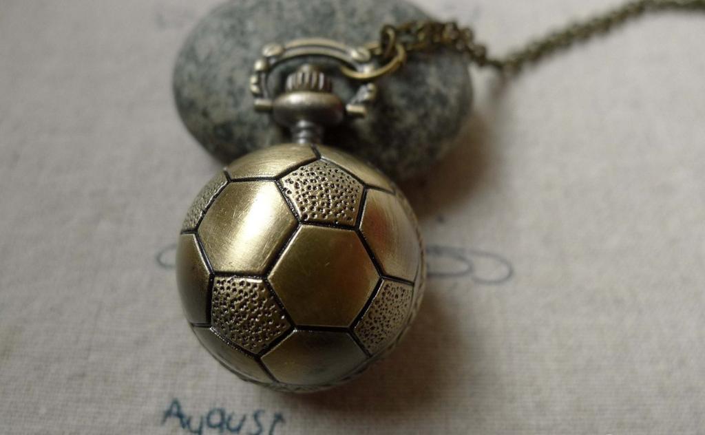 Pocket Watch - 1 PC of Antique Bronze Football Round Pocket Watch A6403