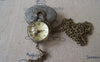 Pocket Watch - 1 PC Antique Bronze Glass Bird Bubble Orb Pocket Watch A7197
