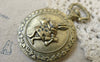 Accessories - 1 Pc Of Antique Bronze Rabbit Back Pocket Watch Round Base Pendants A7444