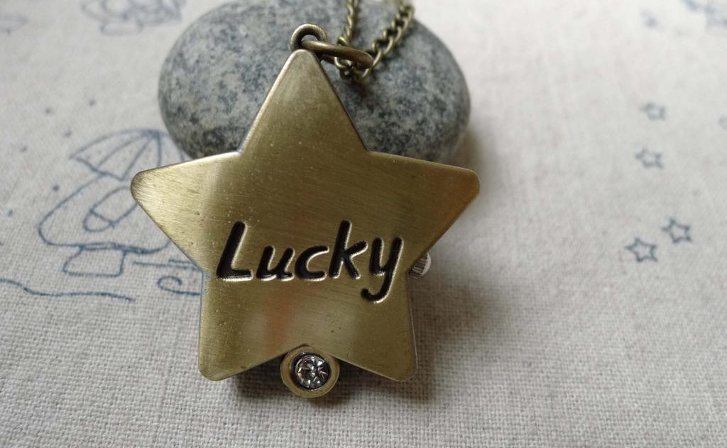 Pocket Watch - 1 PC of Antique Bronze Star Pocket Watch A6009