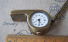 Pocket Watch - 1 Pc of Antique Bronze Whistle Pocket Watch A4617
