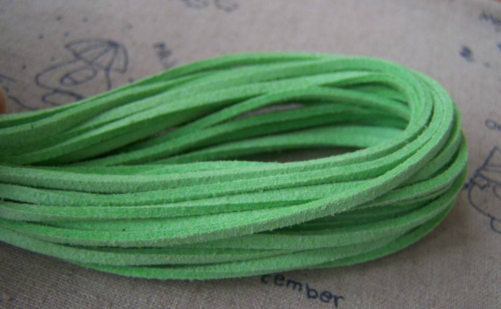 Cord - 10 meters Square Green Faux Leather Ribbon Cords A3984