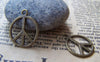 Ocean, Weather & Symbols - 10 pc of Antique Bronze Filigree Peace Symbol Charms 20mm A3656