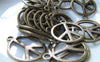 Ocean, Weather & Symbols - 10 pc of Antique Bronze Filigree Peace Symbol Charms 20mm A3656
