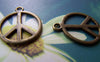 Ocean, Weather & Symbols - 10 pc of Antique Bronze Filigree Peace Symbol Charms 20mm A3656