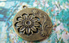 Flowers - 10 pc Antique Bronze Round Cut Out Flower Charms A5027