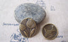 Flowers - 10 pc Antique Bronze Oval Flower Bud Charms Pendants A5028