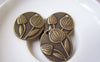 Flowers - 10 pc Antique Bronze Oval Flower Bud Charms Pendants A5028