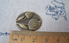 Flowers - 10 pc Antique Bronze Oval Flower Bud Charms Pendants A5028