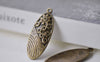 Flowers - 10 pc Antique Bronze Oval Flower Long Charm Pendants A7811
