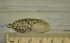 Accessories - 10 Pc Of Antique Bronze Oval Flower Charms Pendants 15x40mm A7811