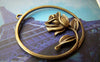 Flowers - 10 pc Antique Bronze Round Cut Out Flower Ring Charms A408