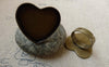 Accessories - 10 Pcs Antique Bronze Adjustable Heart Ring Blank Shank Base With 25mm Bezel A6173