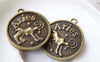 Accessories - 10 Pcs Antique Bronze Aries The Ram Round Base Setting Charms Match 25mm Cameo A4079