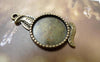 Accessories - 10 Pcs Antique Bronze Base Settings Pendant Match 16mm Cabochon A6206