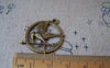 Birds, Pets & Animals - 10 pcs Antique Bronze Bird Carrying Arrow Round Circle Pendants A3685