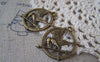 Birds, Pets & Animals - 10 pcs Antique Bronze Bird Carrying Arrow Round Circle Pendants A3685