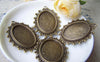 Accessories - 10 Pcs Antique Bronze Brass Filigree Oval Base Bezel Settings Match 18x25mm Cabochon A3198