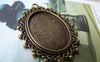 Accessories - 10 Pcs Antique Bronze Brass Filigree Oval Base Bezel Settings Match 18x25mm Cabochon A3198