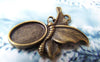 Accessories - 10 Pcs Antique Bronze Butterfly Oval Cameo Base Settings Match 10x14mm Cabochon A3177
