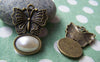 Accessories - 10 Pcs Antique Bronze Butterfly Oval Cameo Base Settings Match 10x14mm Cabochon A3194