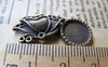 Accessories - 10 Pcs Antique Bronze Butterfly Round Cameo Base Settings Match 10mm Cabochon A2675