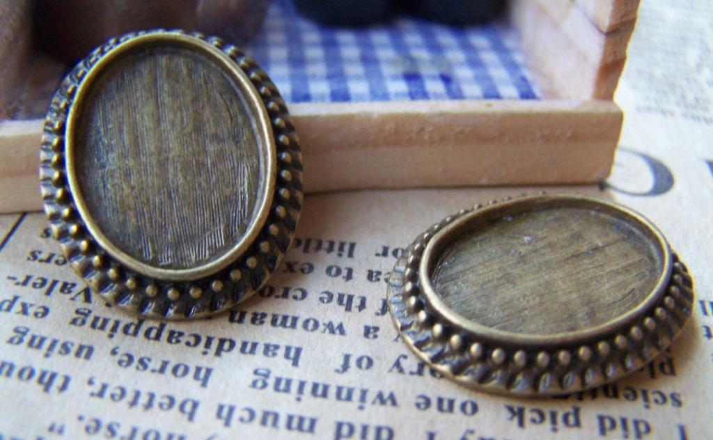 Accessories - 10 Pcs Antique Bronze Cameo Base Settings Match 13x18mm Cabochon A3222