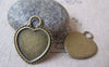 Accessories - 10 Pcs Antique Bronze Coiled Edge Heart Base Settings Pendants Match 17x18mm Cabochon A4695