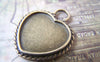 Accessories - 10 Pcs Antique Bronze Coiled Edge Heart Base Settings Pendants Match 17x18mm Cabochon A4695