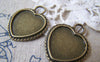 Accessories - 10 Pcs Antique Bronze Coiled Edge Heart Base Settings Pendants Match 17x18mm Cabochon A4695